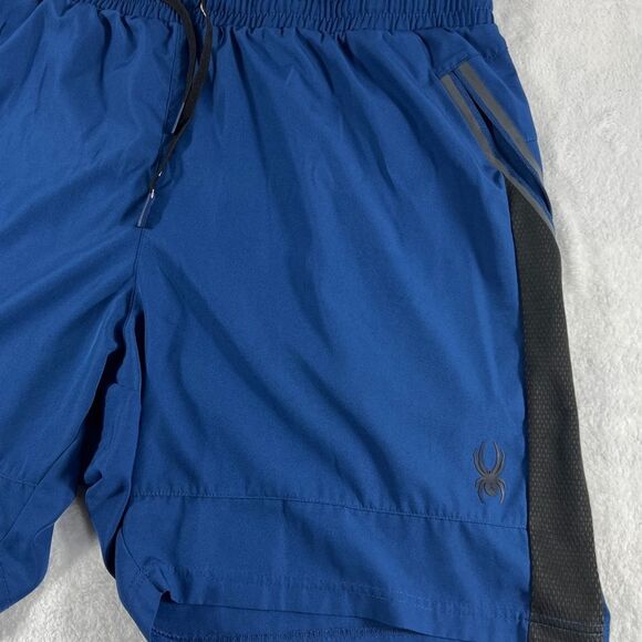 Spyder Mens Blue Training Workout Active Woven Shorts 0596 - Picture 3 of 12